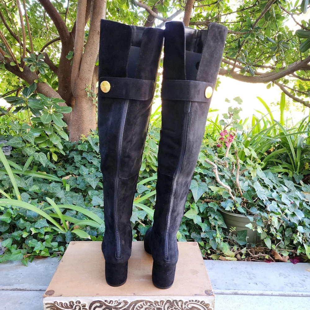 Chic Nine West Black Soft Suede OTK Boots